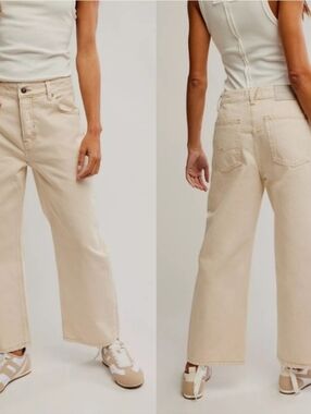 WE THE FREE Deep Trance Dropped Barrel Boyfriend Jeans In Casual Khaki 27.